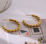 Twisted Hoop Gold Earrings