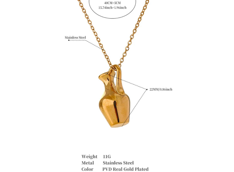 Solide Vase Charm Gold Necklace