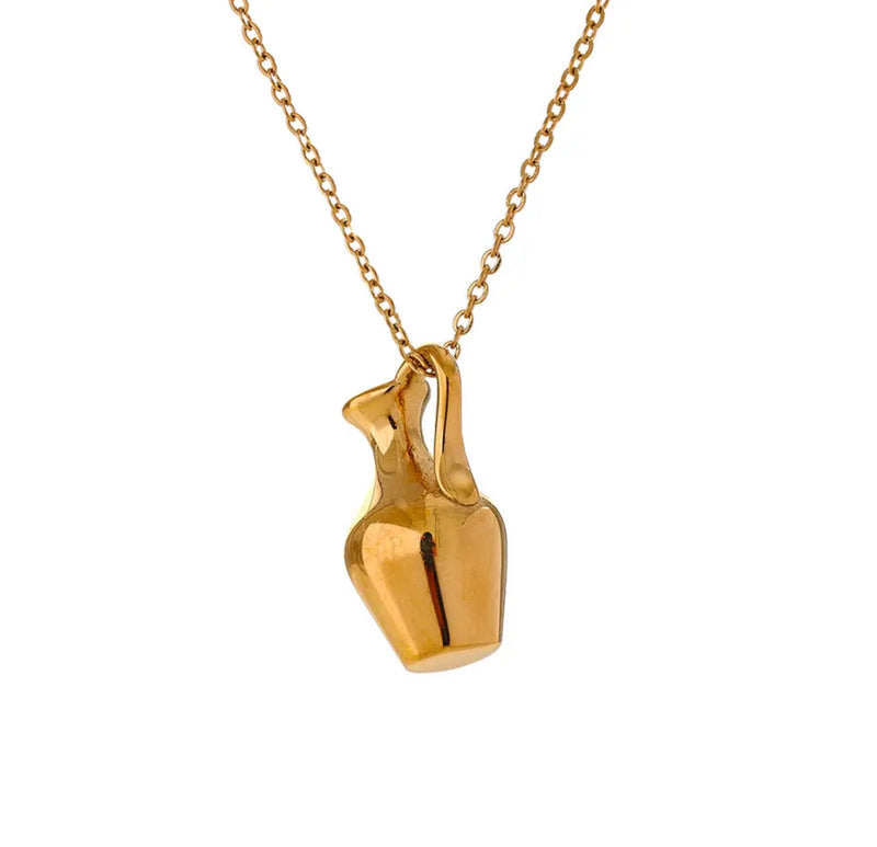 Solide Vase Charm Gold Necklace