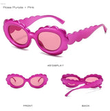 pink metallic scalloped women sunglasses, wavy frame, affordable french fashion, fun accessories