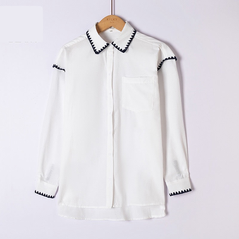 Stitched Edge Shirt - White