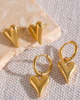 Heart Gold Stud Earrings