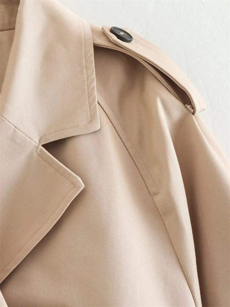 Neve Crop Trench Coat - Cream