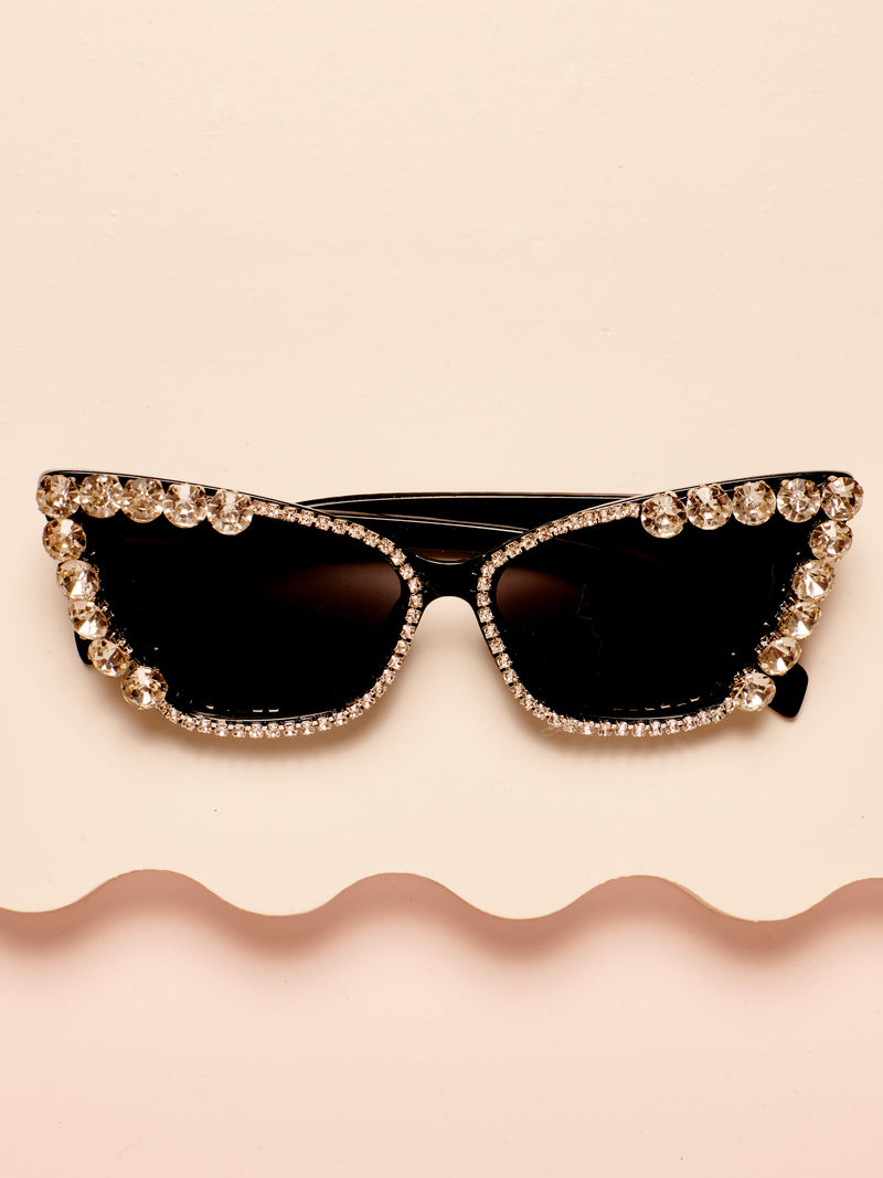 Black Rhinestones Sunglasses