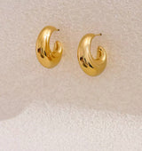 C Shape Chunky Gold Earrings