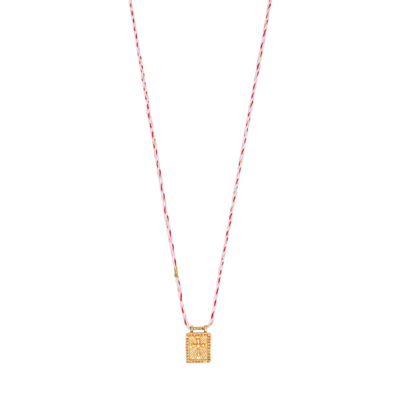 string necklace, jewel rocks, french fashion label, 18 k gold plated, french brand, gold charm, melbourne,  cross gold charm