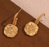 Sun Pendant Gold Earrings