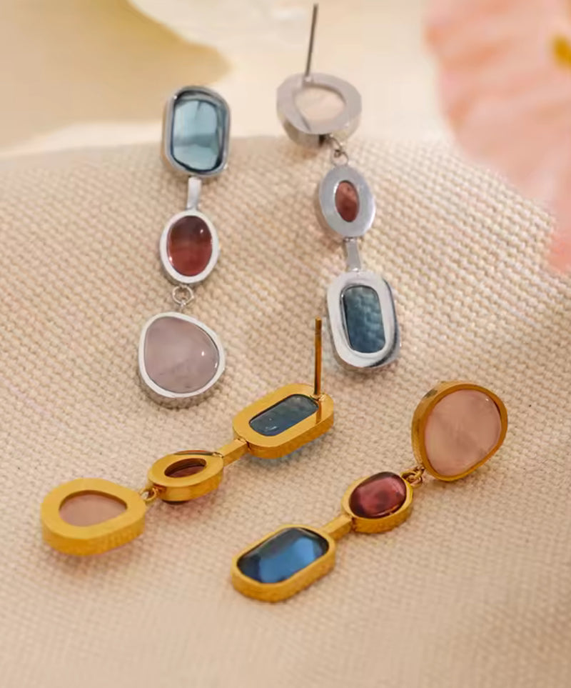Natural Stones Geometric Drop Earrings