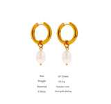 Hoop Drop Earrings With Real Pearls