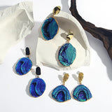 Blue Stone Oval Earrings