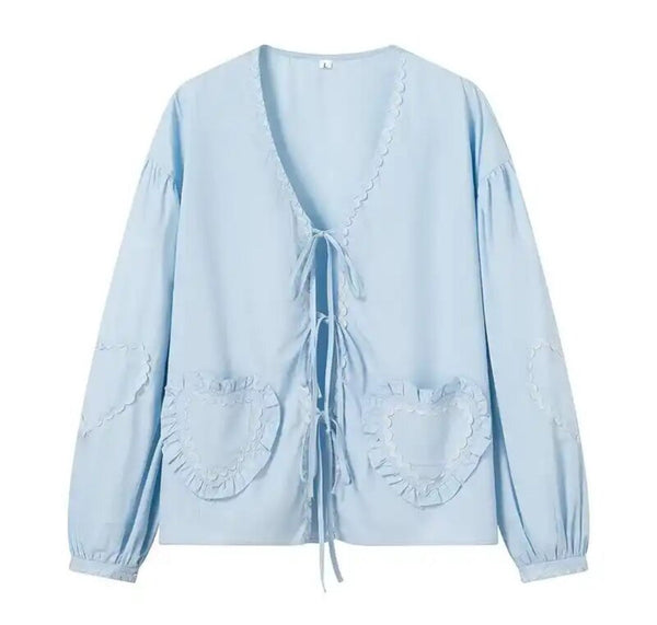 *PRE ORDER* The Sweetheart Blouse - Solide Skye Blue