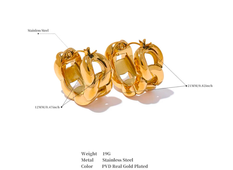 Chunky Chain Gold Hoop Earrings