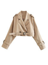 Neve Crop Trench Coat - Cream