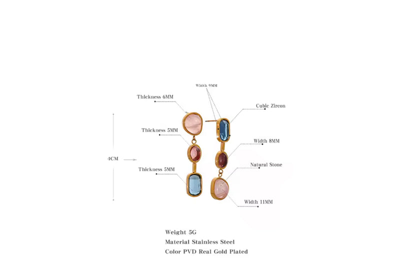 Natural Stones Geometric Drop Earrings