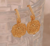 Sun Pendant Gold Earrings