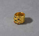 Gemstones Gold Hammered Ring