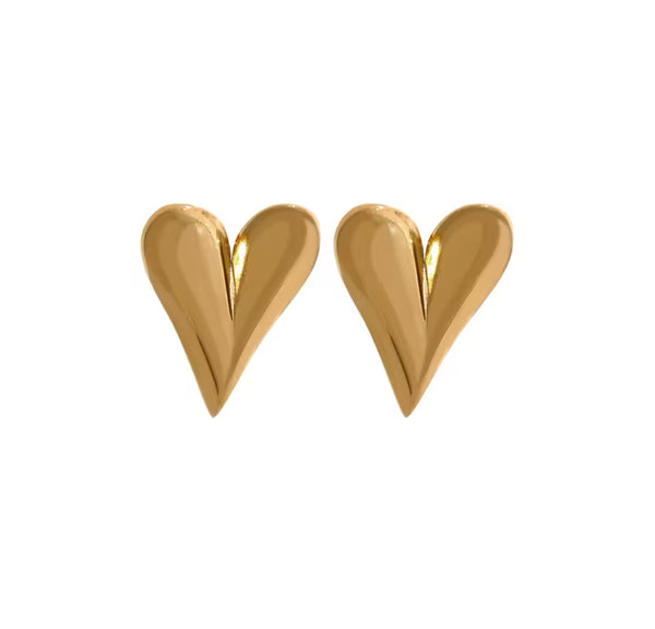 Heart Gold Stud Earrings