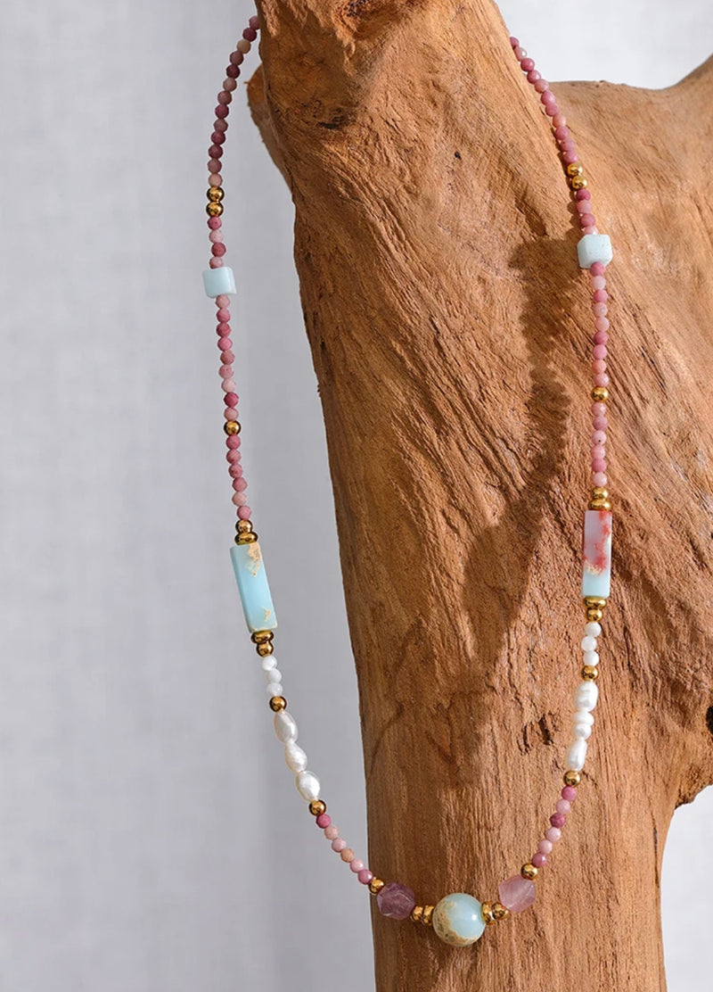 Natural Stones and Pearls Necklace