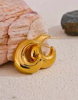 C Shape Chunky Gold Earrings