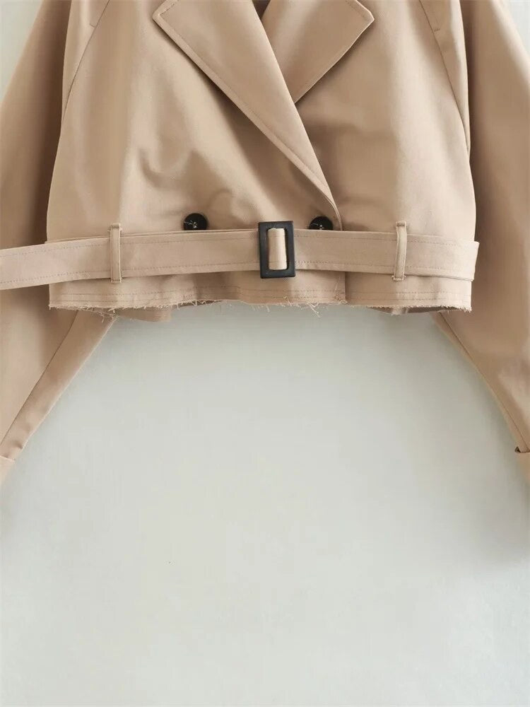 Neve Crop Trench Coat - Cream