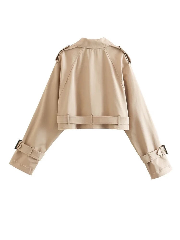 Neve Crop Trench Coat - Cream