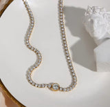 Gold Tennis Necklace With Zirconia Stones