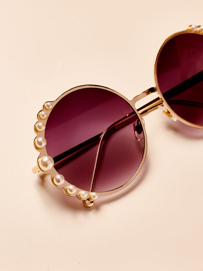 Gold Pearl Sunglasses - Black Gradient