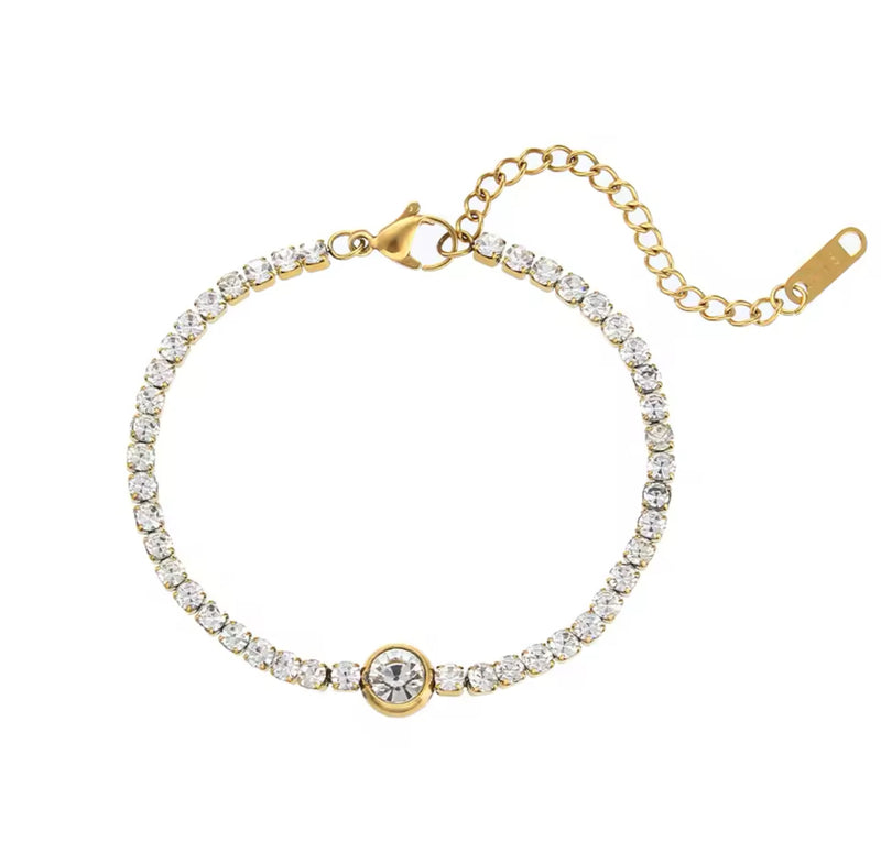 Gold Tennis Bracelet With Zirconia Stones