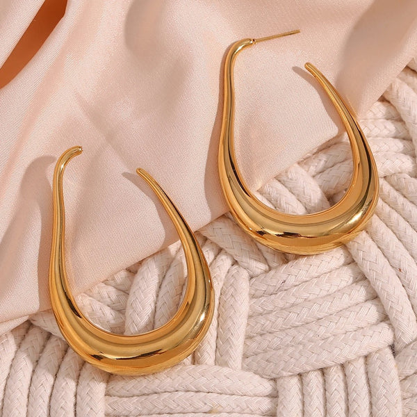 U Shape Style Gold Earrings