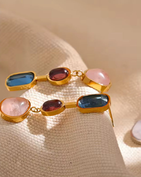 Natural Stones Geometric Drop Earrings
