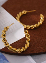 Twisted Hoop Gold Earrings