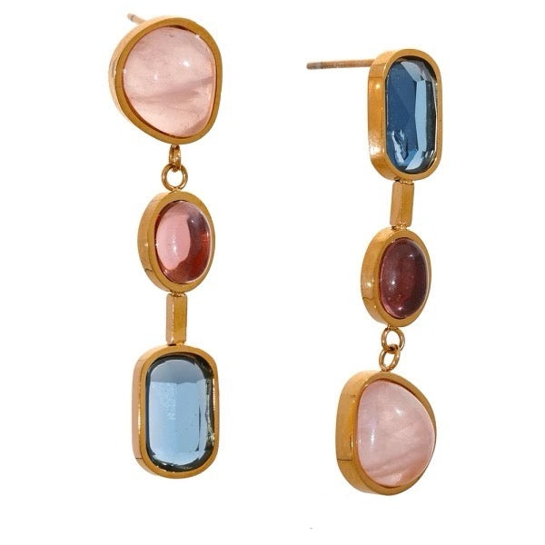 Natural Stones Geometric Drop Earrings