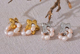 Star Earrings With Real Pearls