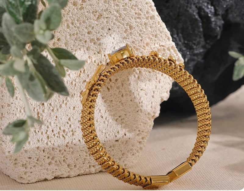 Heart & Flowers Cuff Bangle