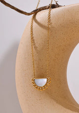 Natural Shell Fan Gold Necklace