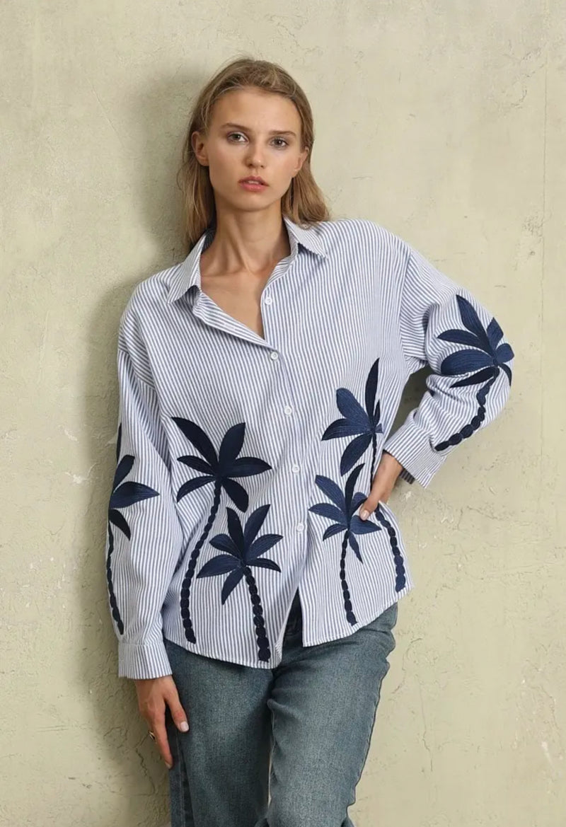 Palm Trees Embroidered Shirt