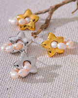 Star Earrings With Real Pearls