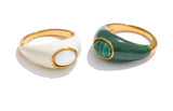 Green Enamel Natural Malachite Ring