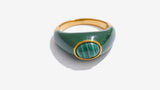 Green Enamel Natural Malachite Ring