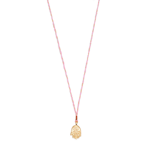 string necklace, jewel rocks, french fashion label, 18 k gold plated, french brand, gold charm, melbourne,  hamsa  gold charm