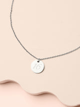 Petite Disc Charm Necklace - Silver