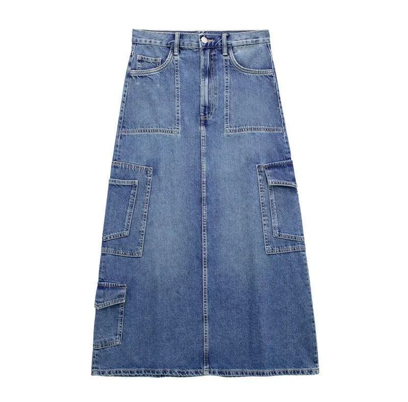 Cargo Denim Skirt