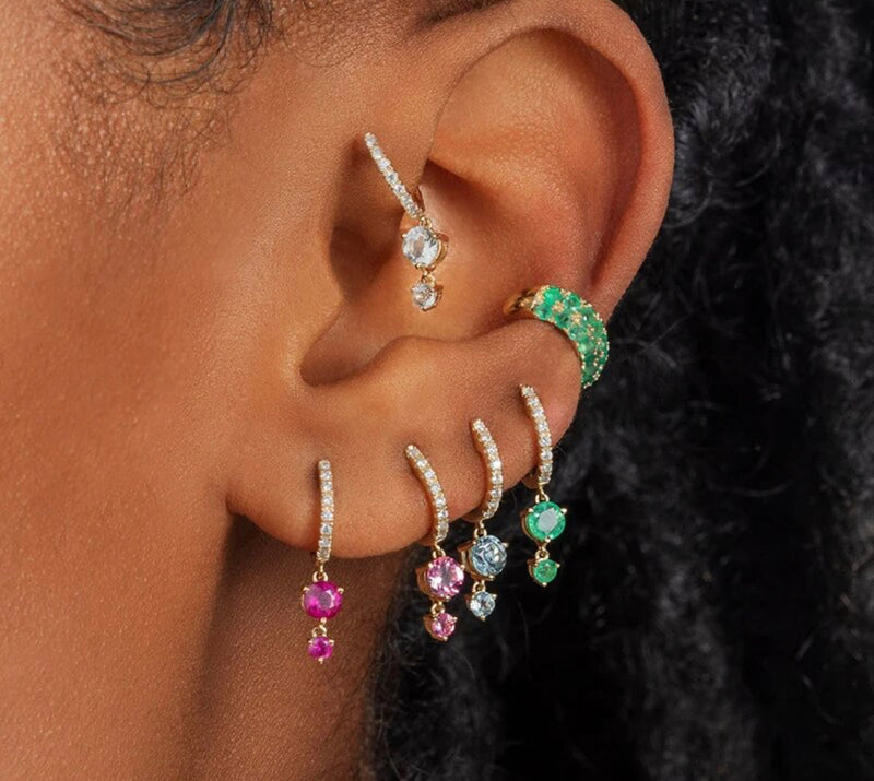 Drop Hoop Earrings- Pink