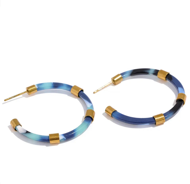 Hoop Earrings - Blue