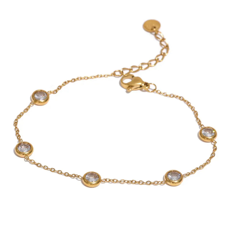 Clear Zirconia Gold Bracelet