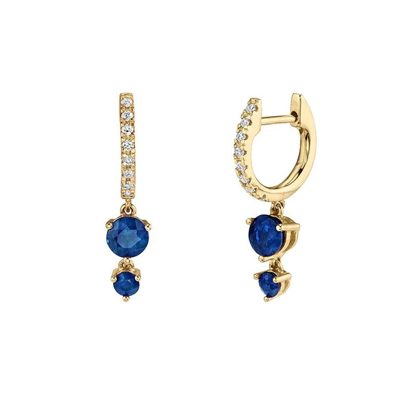 Drop Hoop Earrings- Blue