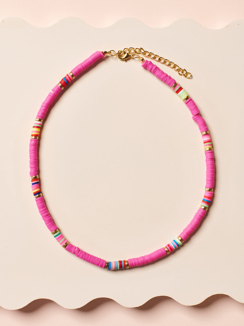 Dark Pink Multicoloured Necklace