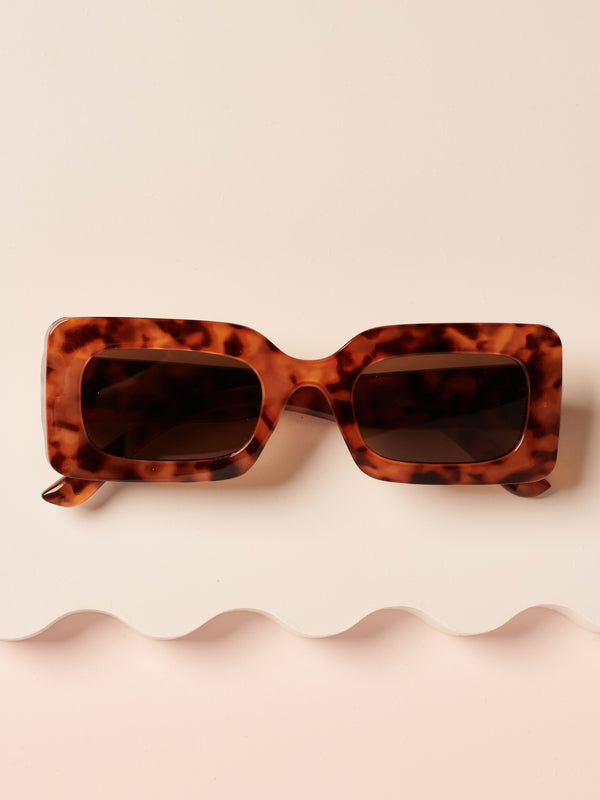 Brown Rectangle Sunglasses