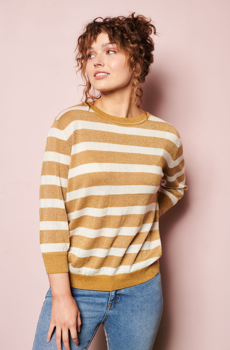 French style top, Feminine clothing, Womens tops australia online, Knitwear sweater, lurex stripe jumper