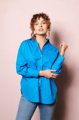 online french shirt, womenswear top, Parisian style, french label, french fashion style, Parisian label,  Blue cotton shirts